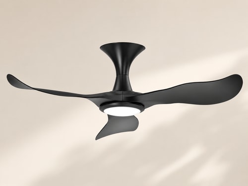 Matte black ceiling fan product render