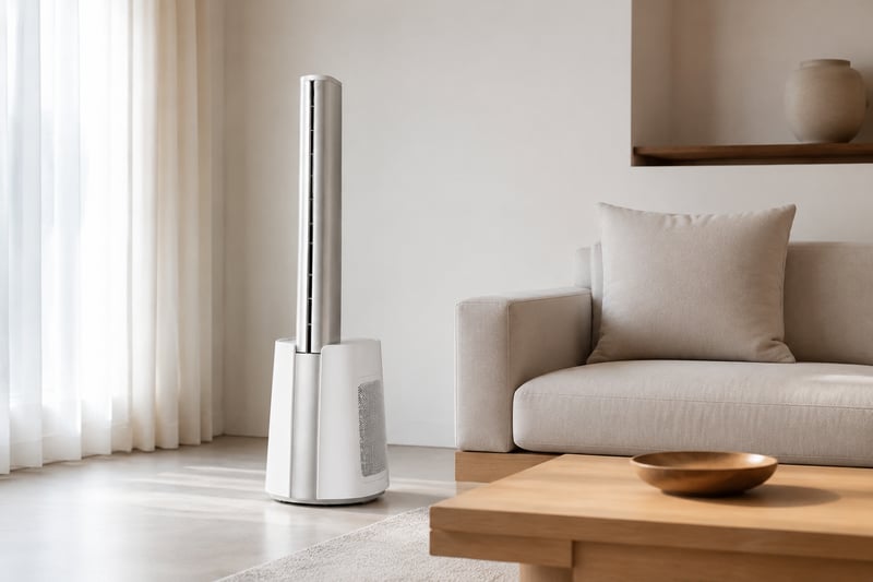 40 inch BLDC Bladeless Fan With Heater usage scene